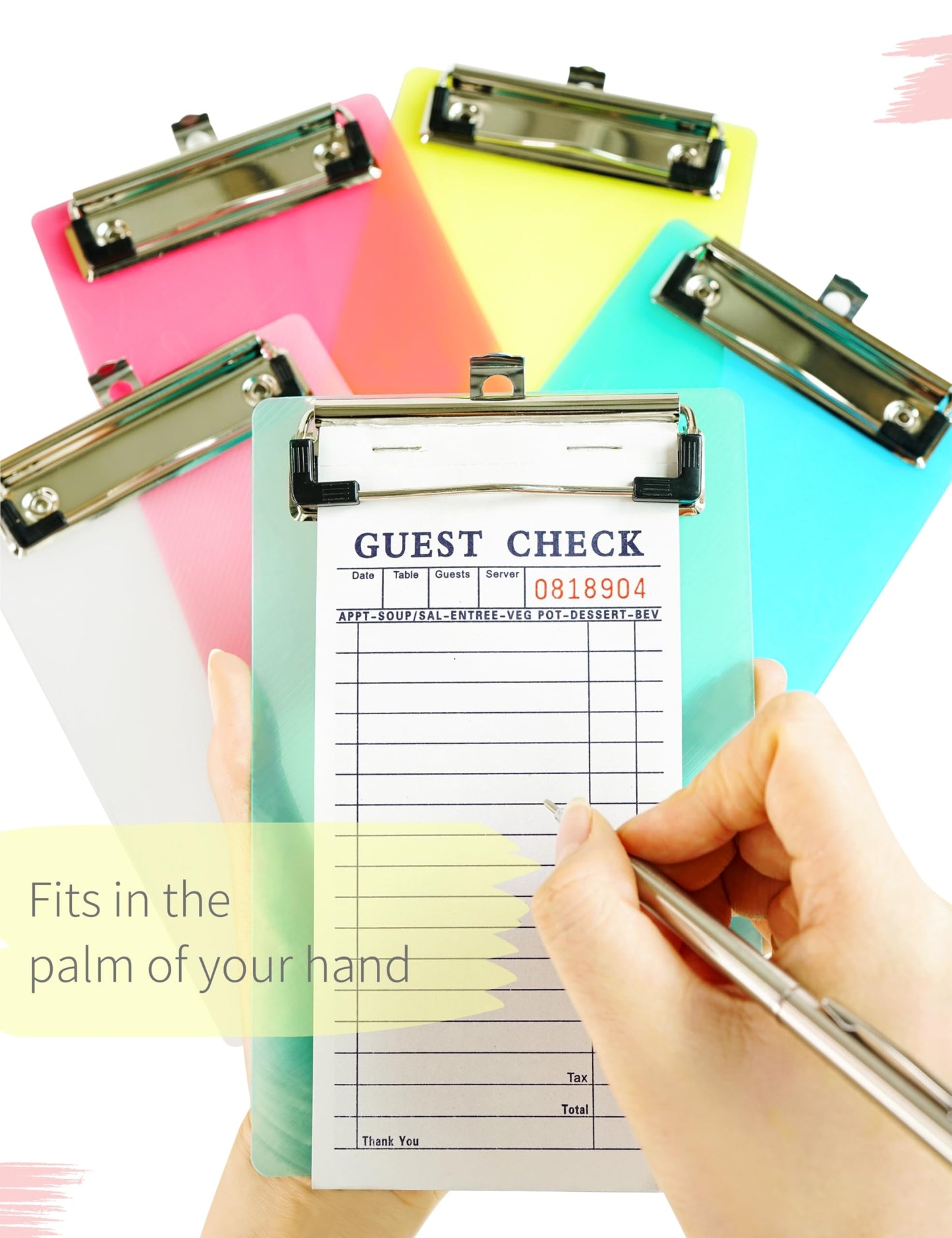 Mymazn Mini Clipboards, 4.7x7.3 Inch Portable Plastic Clipboards for Receipts & Orders, Ideal for Warehouse, Office, School & Outdoor Work (10-Pack)