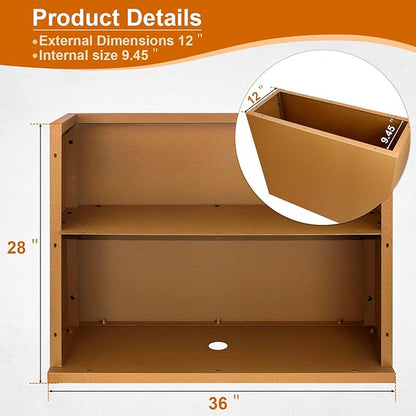 Corten Steel Planter Box 36"x12"x28", Metal Planter Spliced Flower Pot with Partitions, Outdoor & Indoor Large Rectangular Planter Box for Porch, Patio, Garden, Commercial Décor