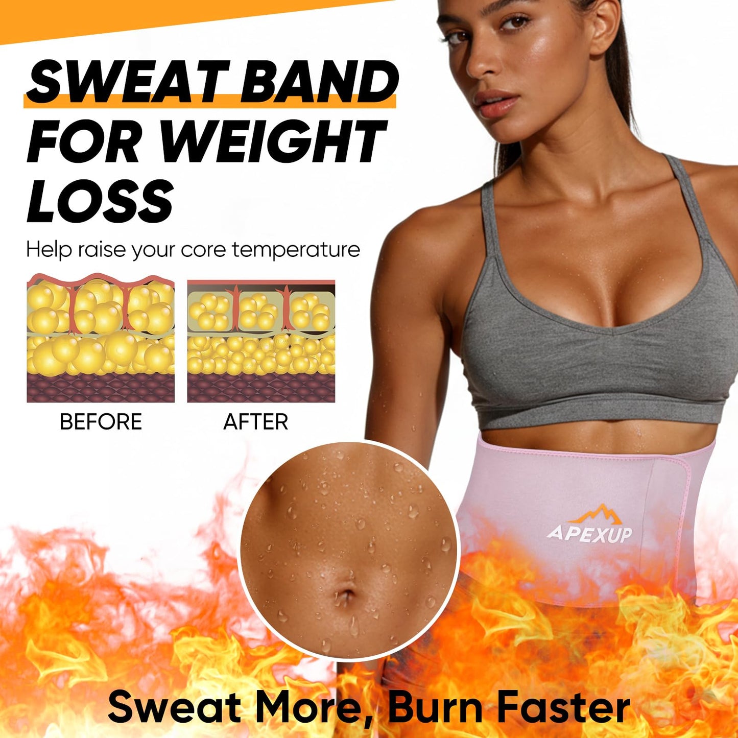 APEXUP Waist Trainer for Women Lower Belly Fat, Men Sweat Band, Stomach Wrap, Waist Trimmer with Removable Lumbar Support (Pastel Pink, L)