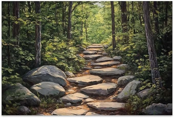 Yesad Nature Wall Art, Forest Path Landscape Wall Decor, Modern Farmhouse Canvas Art Abstract Botanical Canvas Décor Home Decorations for Living Room Bedroom (Unframed,30”x20”, Path)