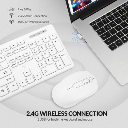 Wireless Keyboard and Mouse Combo - Rii Standard Office PC Keyboard and Optical Wireless Mice (Black)