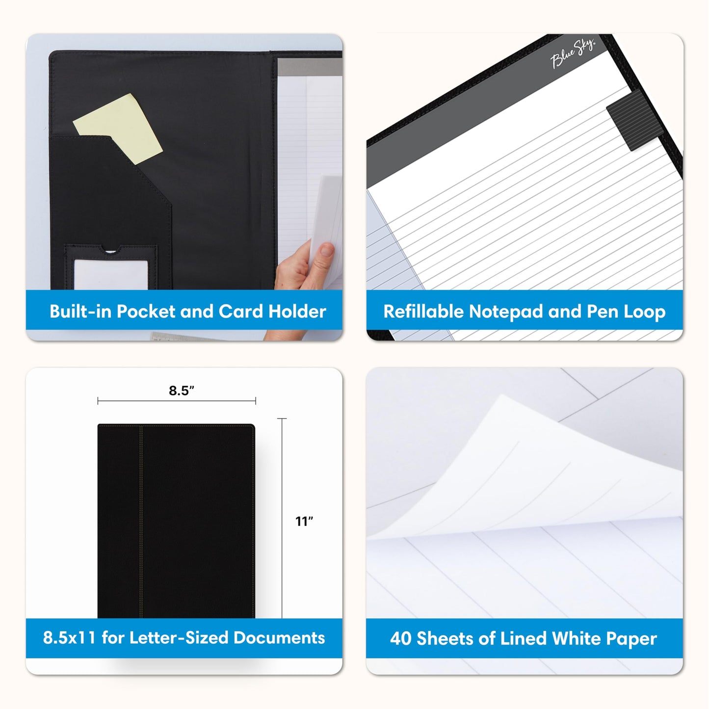 Blue Sky Professional Padfolio: Comprehensive Portfolio and Efficient Document Organizer, Ideal Business Accessory for Modern Professionals, 9.5" x 12"