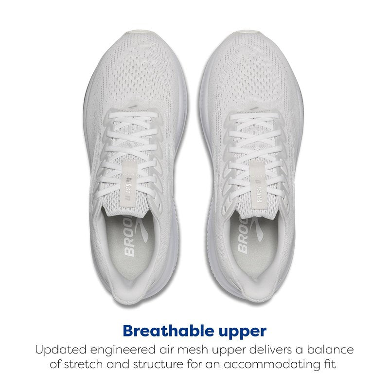 Brooks Women’s Ghost 17 Neutral Running Shoe - White/White/Grey - 9.5 Medium