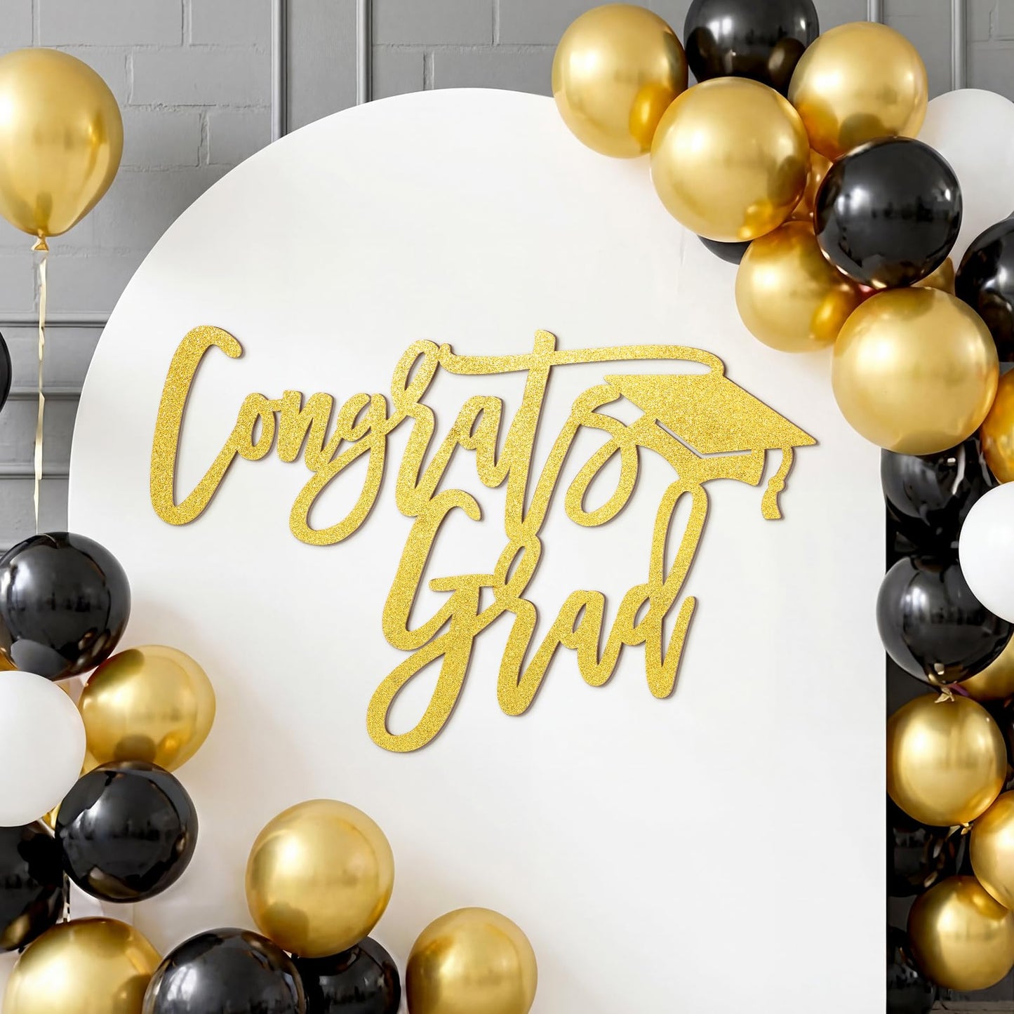 2026 Graduation Decorations Congrats Grad Wood Sign for Class of 2026 Graduation Party Backdrop Decorations Cutout Graduations Photo Booth Prop for School Celebration Sign Wall Decor(Gold)