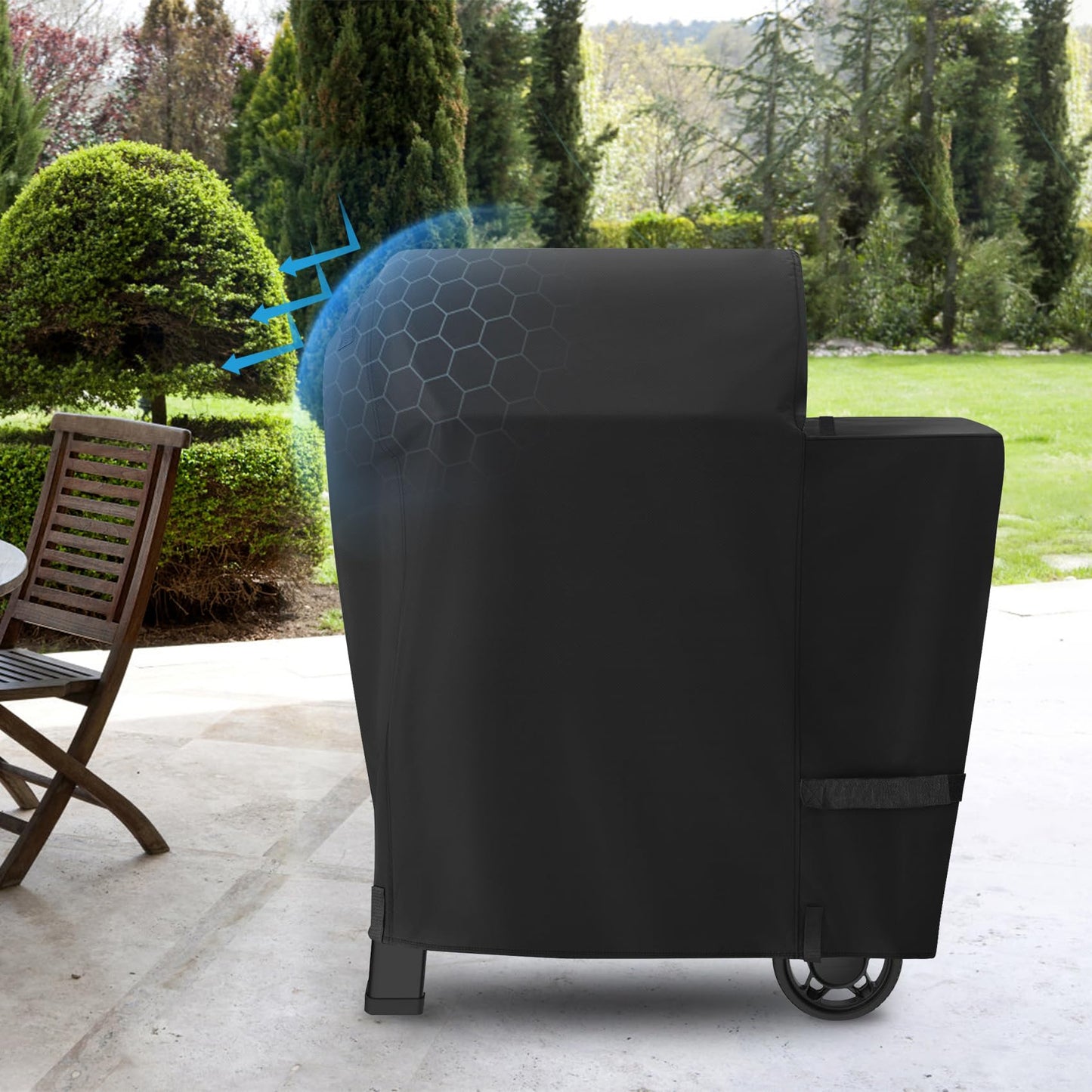 EZ-DONGTENG Heavy-Duty 600D BBQ Grill Cover Compatible with Weber Searwood 600 Pellet Grill, 3400145 Weber Searwood 600 Cover, Black