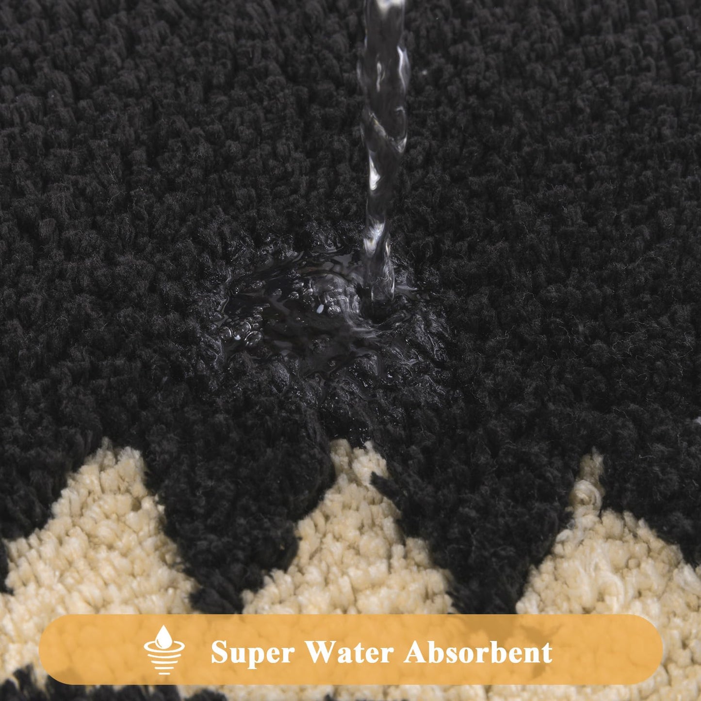 HEBE Boho Bathroom Rugs Set 3 Piece, Non Slip Washable Bath Mat Set, Ultra Absorbent Microfiber Bathroom Mats with U-Shaped Contour Toilet Rug, Aztec Western Bath Carpet Set for Tub, Shower