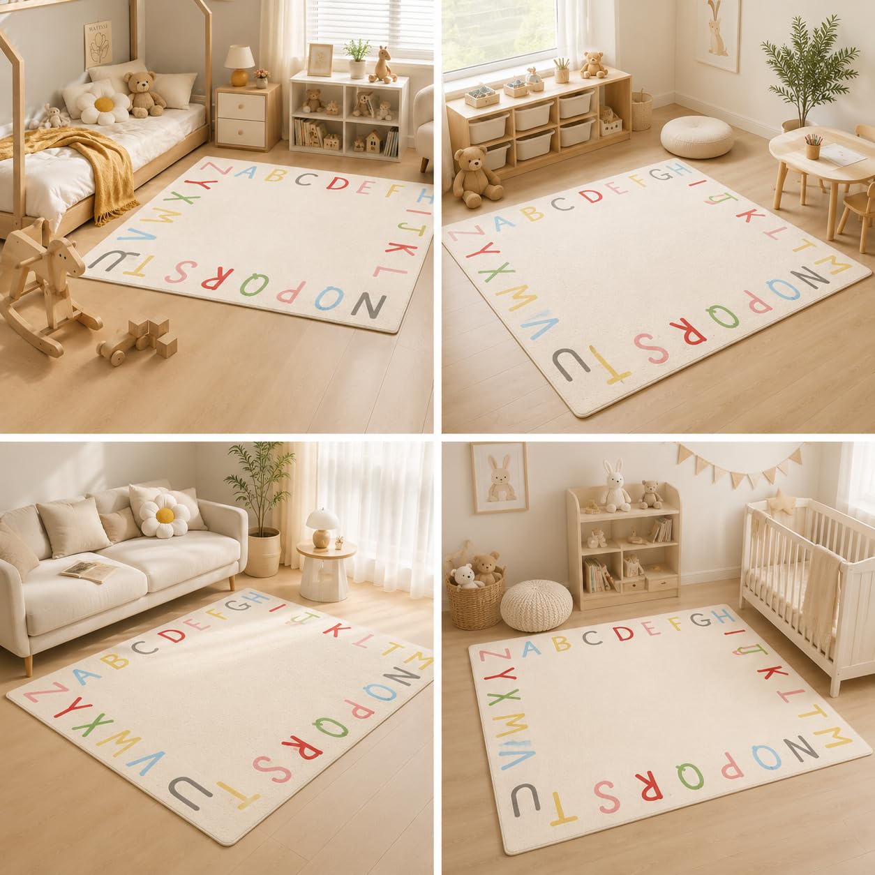 SHIPKEY 5x7 Feet Living Room Rugs, Cartoon Alphabet Nursery Rug for Bedroom, Extra Large Dorm Rug for Children (150x210 cm)