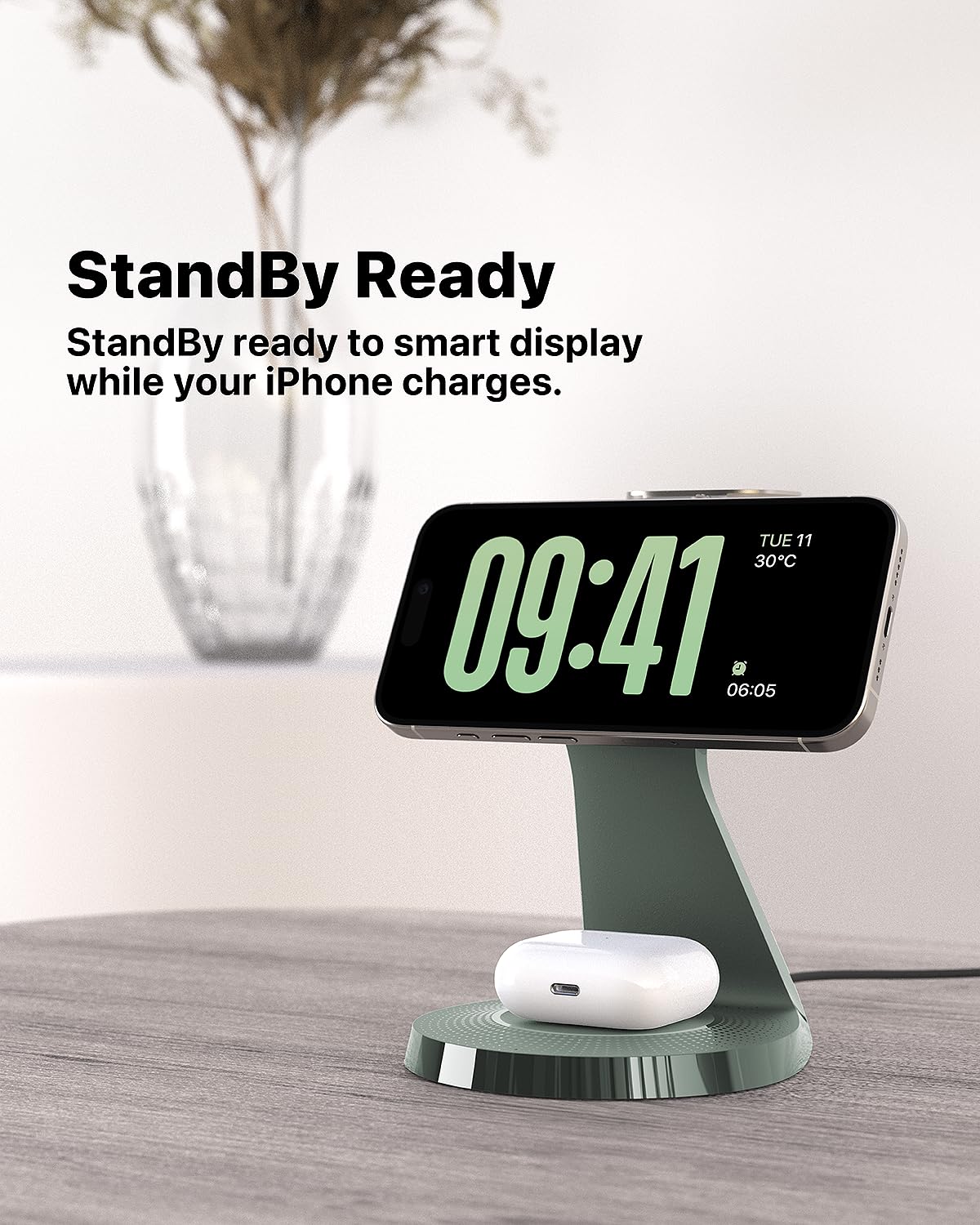 3 in 1 Charging Station for Apple Devices,Mag-Safe Charger Stand Fast Charging,Wireless Charger for iPhone 16/15/14/13/12 Series,& AirPods,& iWatch(USB-C Charger Included)