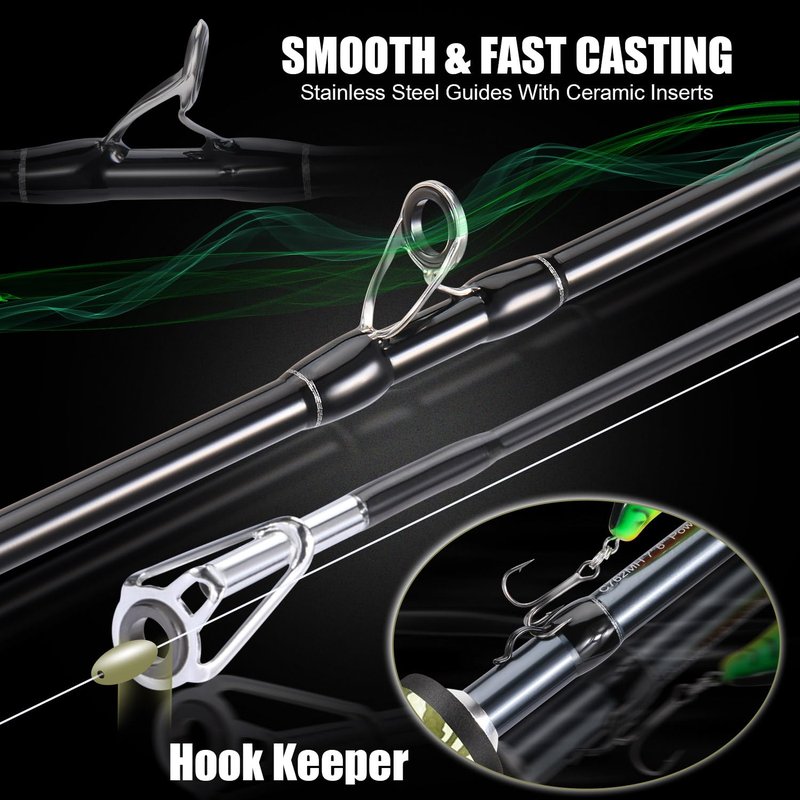 Sougayilang Camo Baitcaster Combo, 2-Piece 30+24Ton Graphite Rod, 8.0:1 Gear Ratio,9+1 Bearings Reel, SuperPolymer Handle,Hook Keeper for Bass, Walleye, Pike, Catfish Fishing