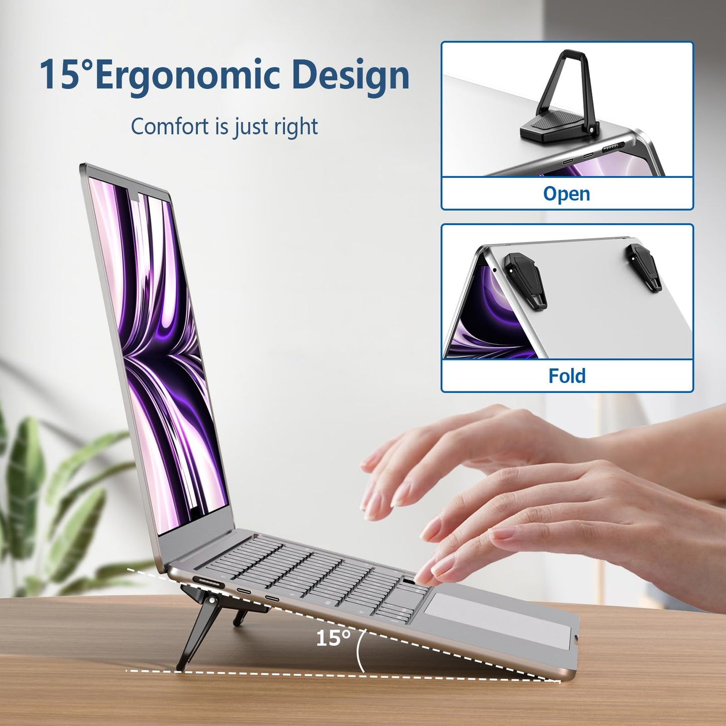 Portable Invisible Laptop Stand, Mini Aluminum Cooling Pad,Computer Keyboard Mount Kickstand,Ergonomic Lightweight Laptop Desk Stand (1pack（2pcs）)