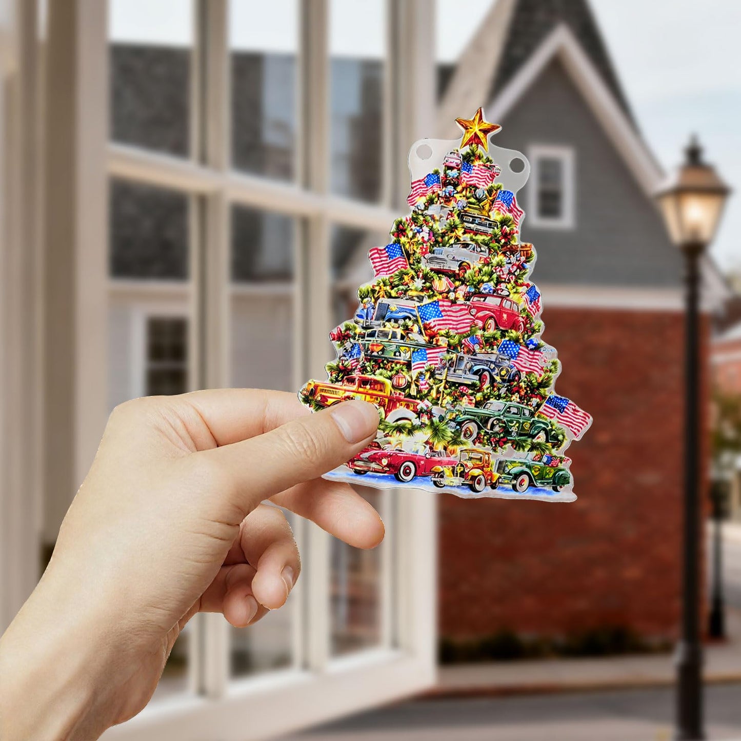 Christmas Ornament Acrylic Suncatcher Window Hanging Wall Decor for Indoor Outdoor Doors Home