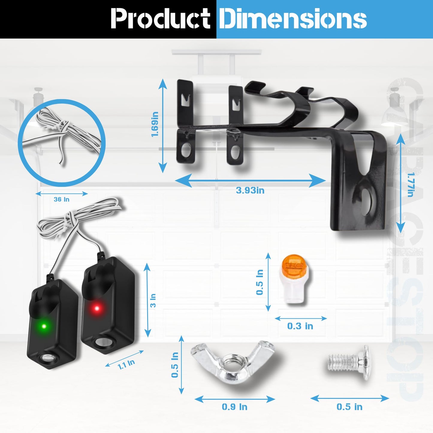 41A5034 Safety Sensors Eyes & Brackets Kit, Compatible with Craftsman Liftmaster Sears Chamberlain Garage Door Openers After 1997, Garage Door Sensor Replacement Kit