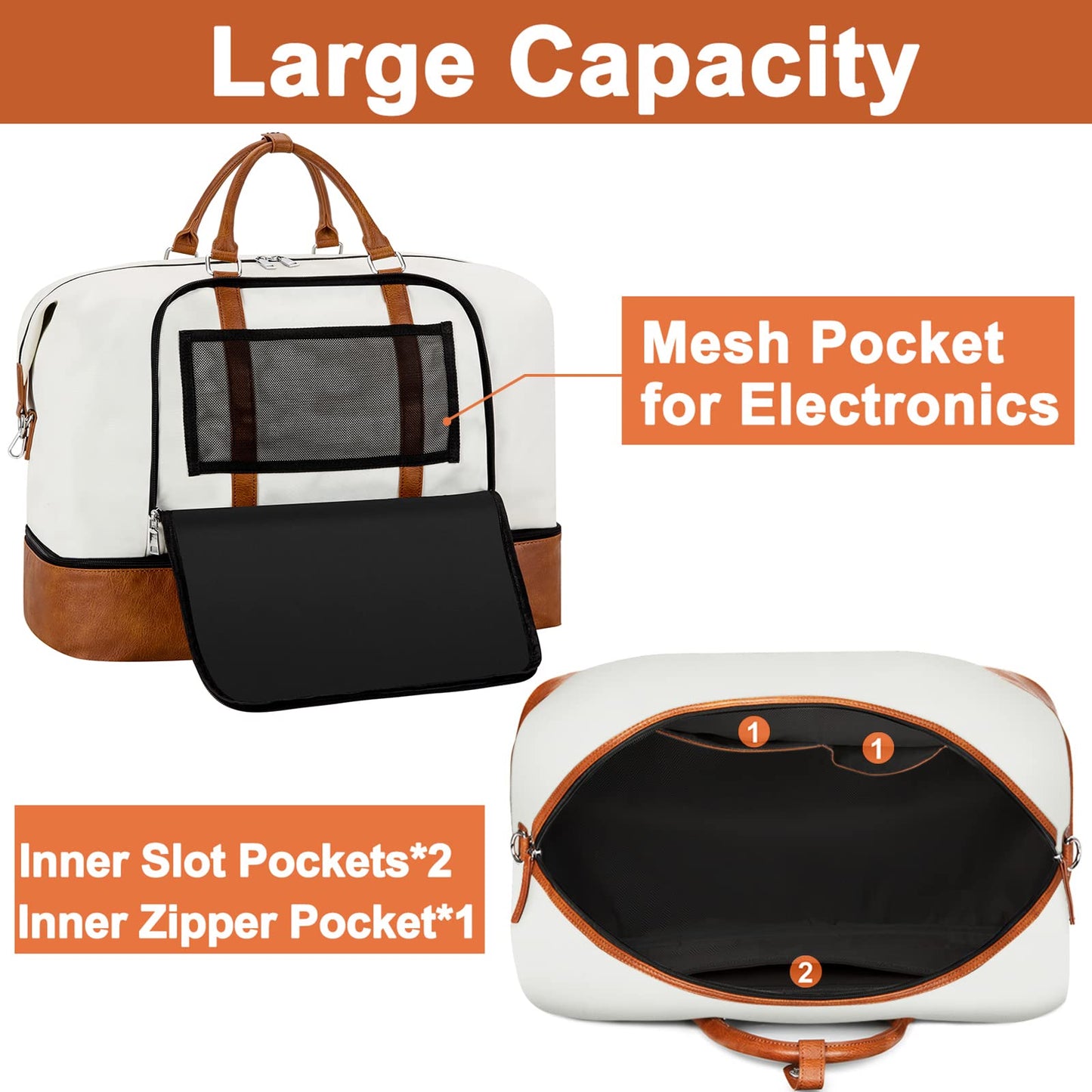 Travel Weekender Bag for Women, 21" Overnight Bag with Shoe Compartment 50L Large Travel Duffel Bag Carry On Tote for Weekend, Overnight, Business Trips, Water Resistant
