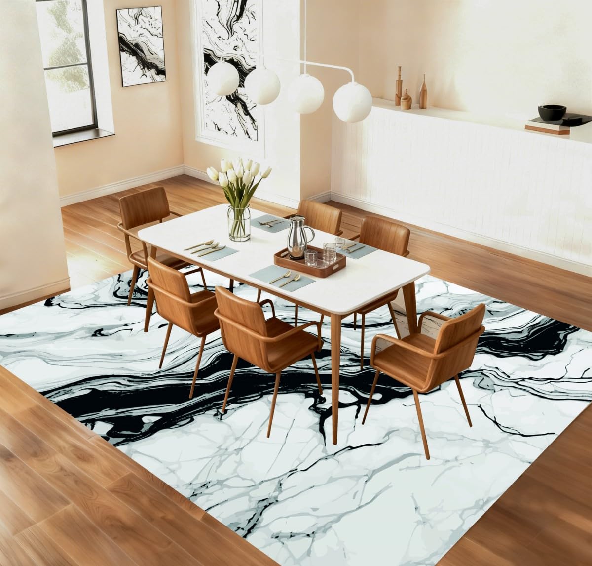 5x7 Modern Abstract Marble Pattern Liquid Style Rugs for Bedroom Living Dining Room Hallway Nursery Home Office Dorm Black White Light Teal Area Rug Machine Washable Durable Pet Friendly Carpet