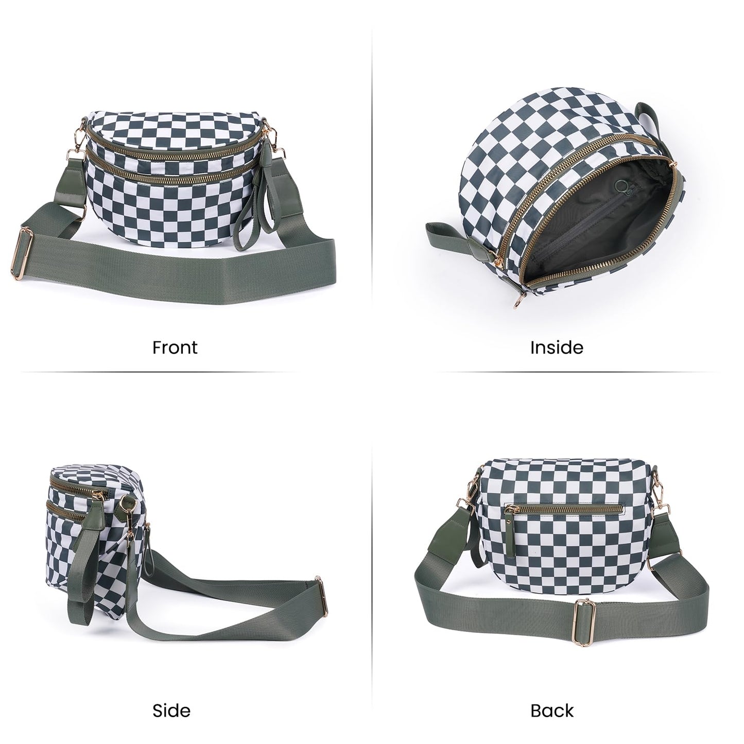Nylon Crossbody Bags Bum Bag for Women Large Sling Bag Purse with Adjustable Strap（Black）