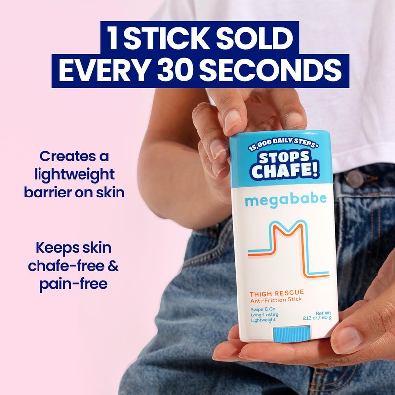 Megababe Thigh Rescue Anti-Chafe Stick | Prevents skin chafe & irritation | Thighs, arms, bra-lines & more | Summer and Hot Weather Essentials | 2.12oz (Pack of 2)