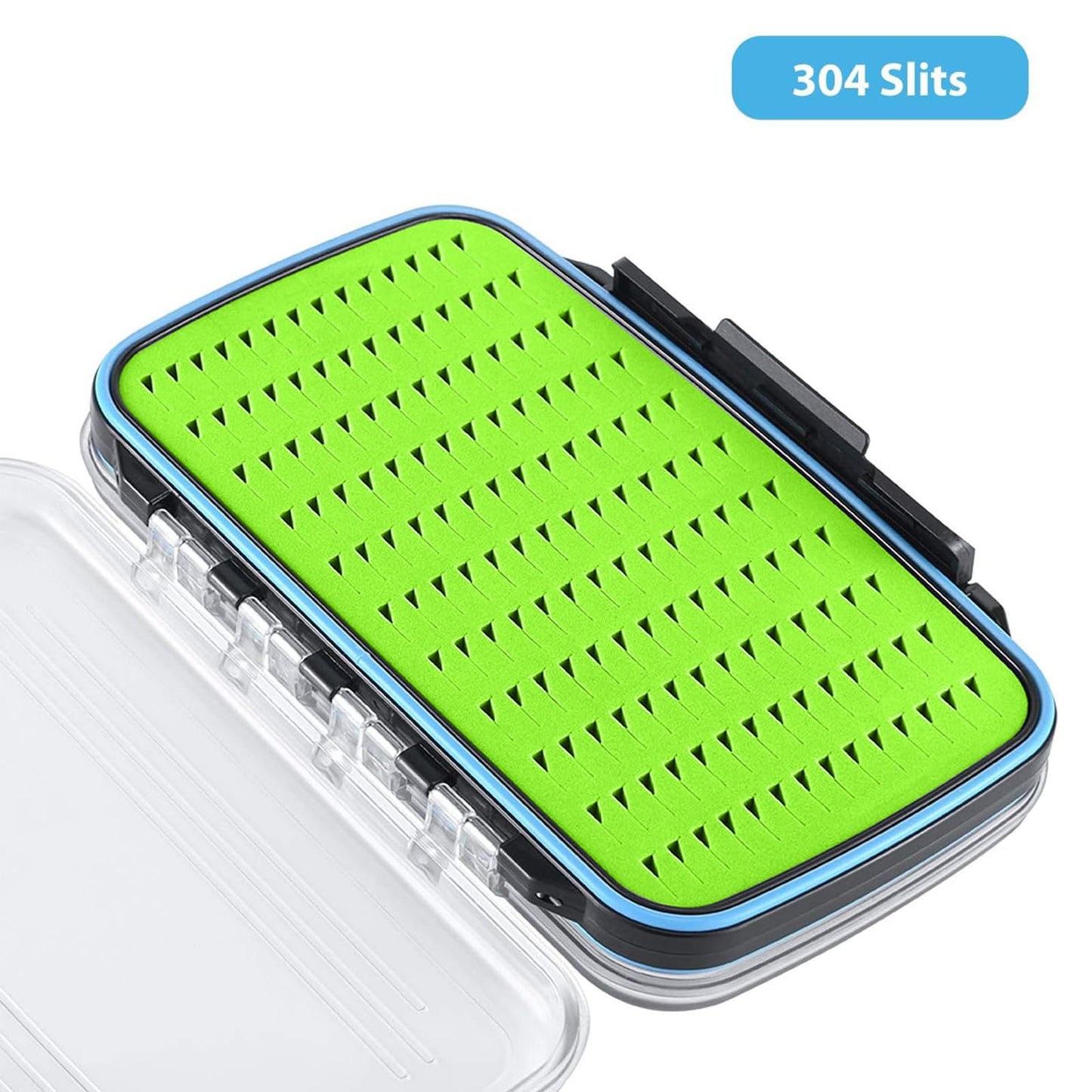 Gonex Fly Boxes for Fly Fishing Jig Boxes Two-Sided Waterproof Lightweight Fly Fishing Box Easy Grip Transparent Lid Fly Fishing Lures Box Sizes A+B+C, Green