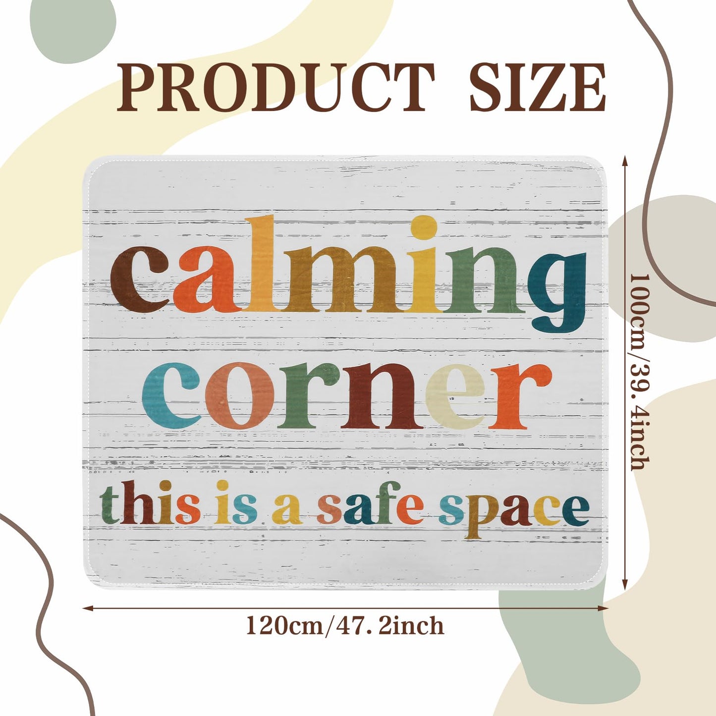 Dunzy 3.3 x 4 ft Calming Corner Items Calm Corner Classroom Rug Reading Rug Soft Fluffy Mental Health Feelings Floor Mat for Back to School Living Bedroom Playroom First Day of School Decor