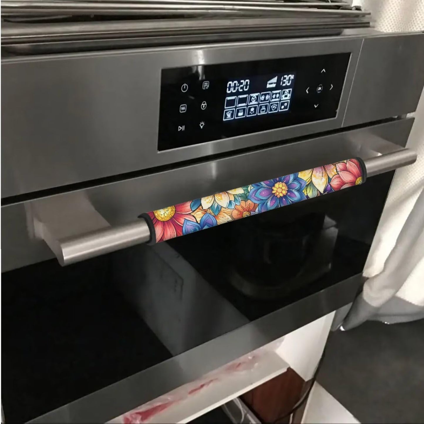 Hwzdsyxl Boho Mandala Flower Print Refrigerator Door Handle Covers Protective Handles Gloves 6 Pieces Universal Kitchen Appliance Handles Decor Keep Off Fingerprints Oil Stains Food Spot
