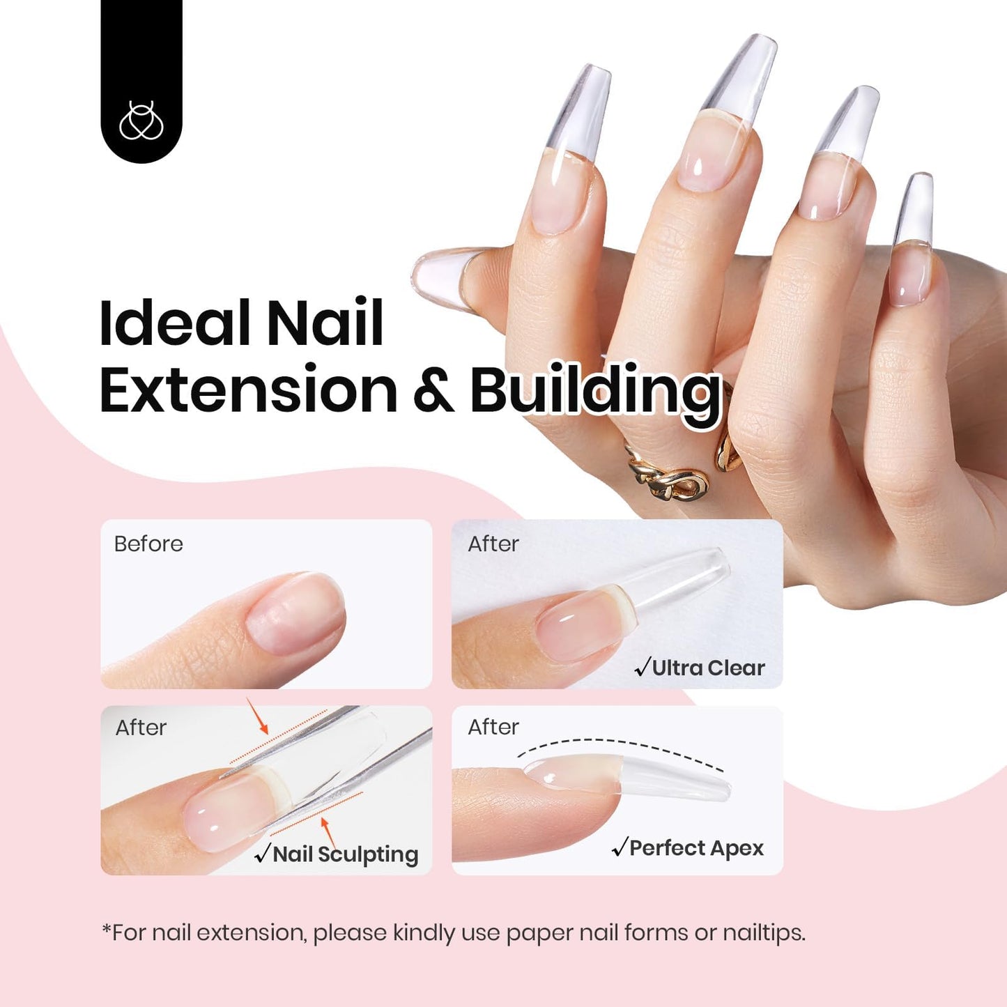 Beetles Builder Gel for Nails-3 Colors 9 in 1 Nail Extension Sculpting Building Clear Nude Pink Hard Gel Kit with Base Top Coat for Pros Women,UV & LED Lamp Cured Needed