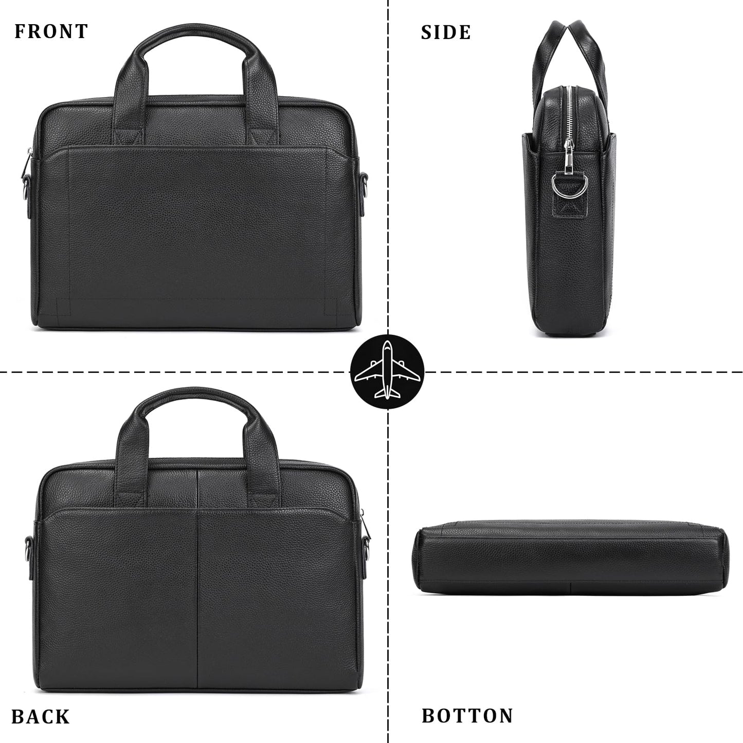 Leather Laptop Bag for Men, Laptop Briefcase Fits Up to 15.6 Inch Notebook, Portable Shoulder Messenger Crossbody Bag for Travel Business Office