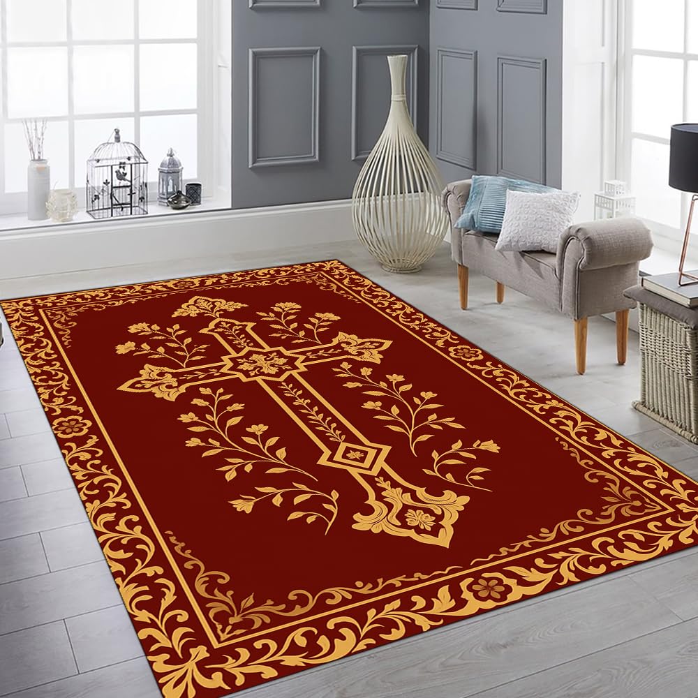 Custom Faith Cross Rug – Christian Prayer Carpet, Area Rug for Living Room, Bedroom, Church Decor, Home Floor Mat