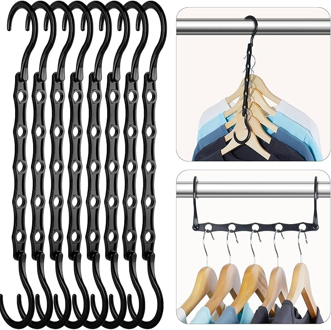 HOUSE DAY Space Saving Hangers, 8 Pack, Collapsible Closet Organizer, Smart