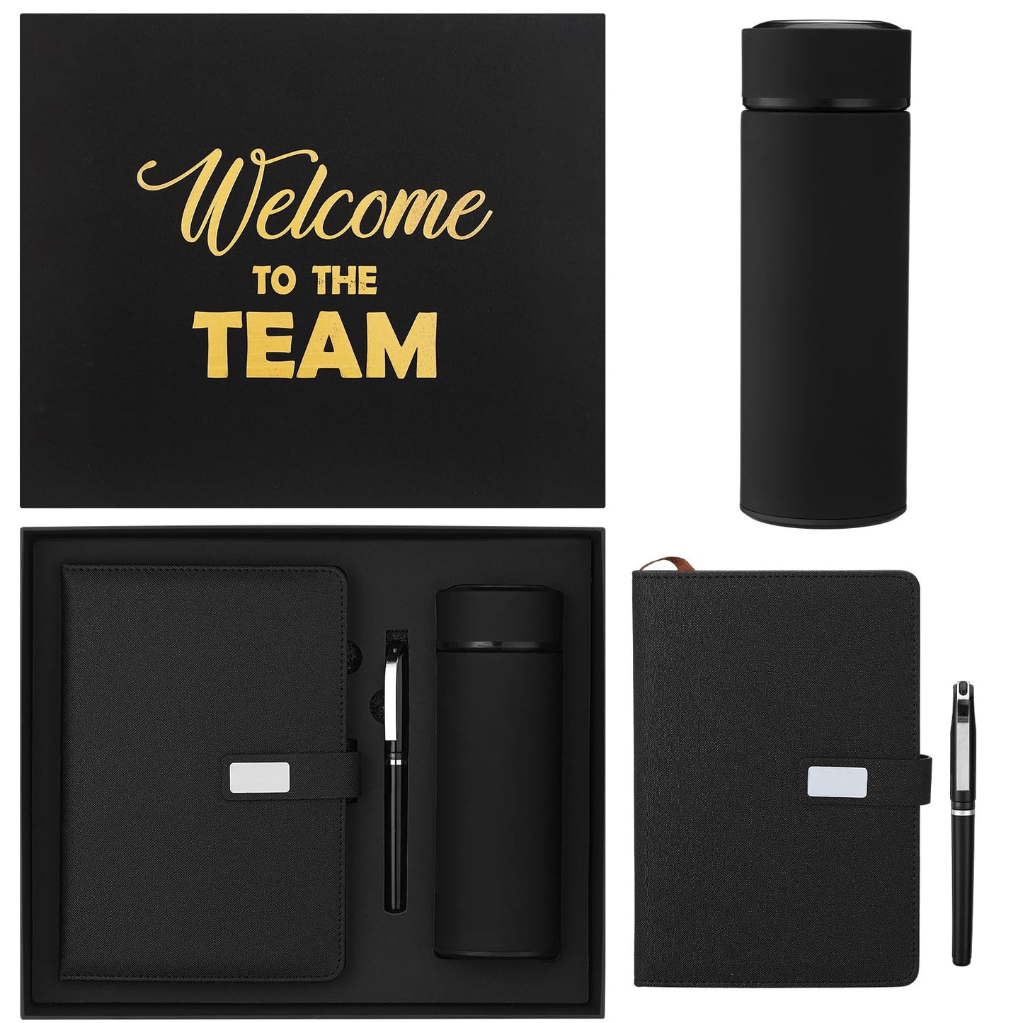 Thenshop Set of 5 New Employee Welcome to The Team Gift Sets Notebook Pen and Tumbler Welcome to The Team Box Employee Appreciation Gift Sets for New Worker Men Women Office(Black)