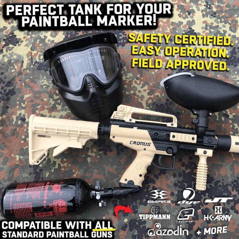 Maddog 48/3000 Aluminum Compressed Air HPA Paintball Tank with Regulator - Airgun Airsoft PCP - Fresh Hydro Date - Ships Empty - Single - Refillable