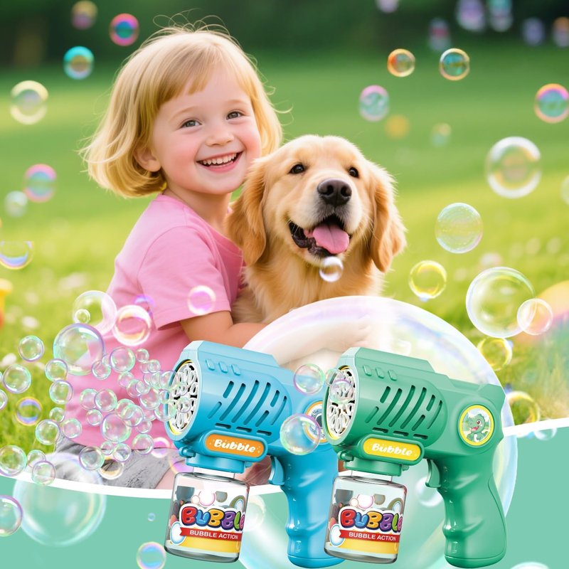 Bubble Gun Machine - 2 Pack Outdoor Toy for Kids 3+ Years | Includes Bubble Solution, Perfect Birthday Gift for Boys & Girls 4-8
