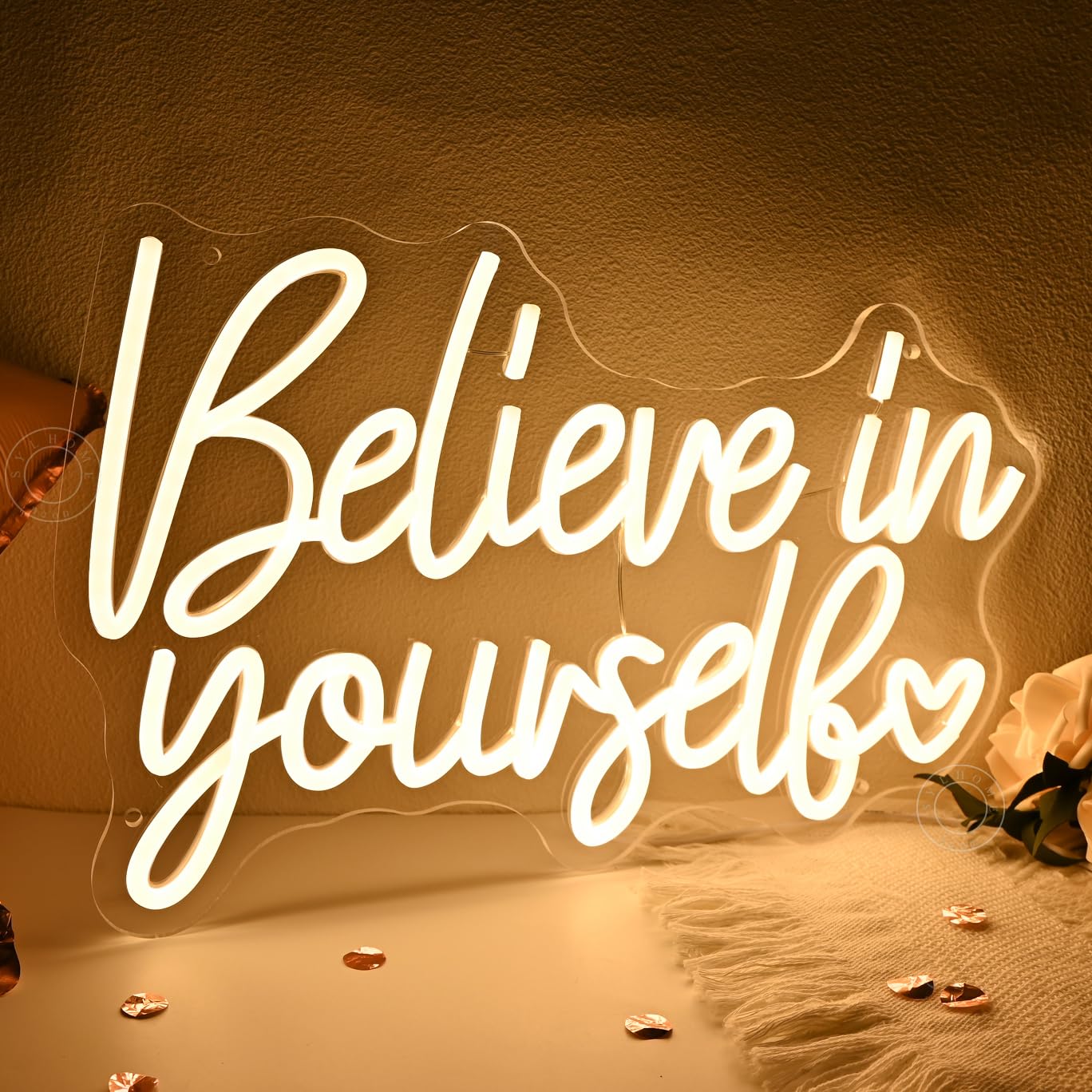 SYLHOME Led Neon Light Sign Believe In Yourself Bedroom Classroom Inspirational Wall Sign Decor Positive Birthday Party USB 15.75" X 10.12"