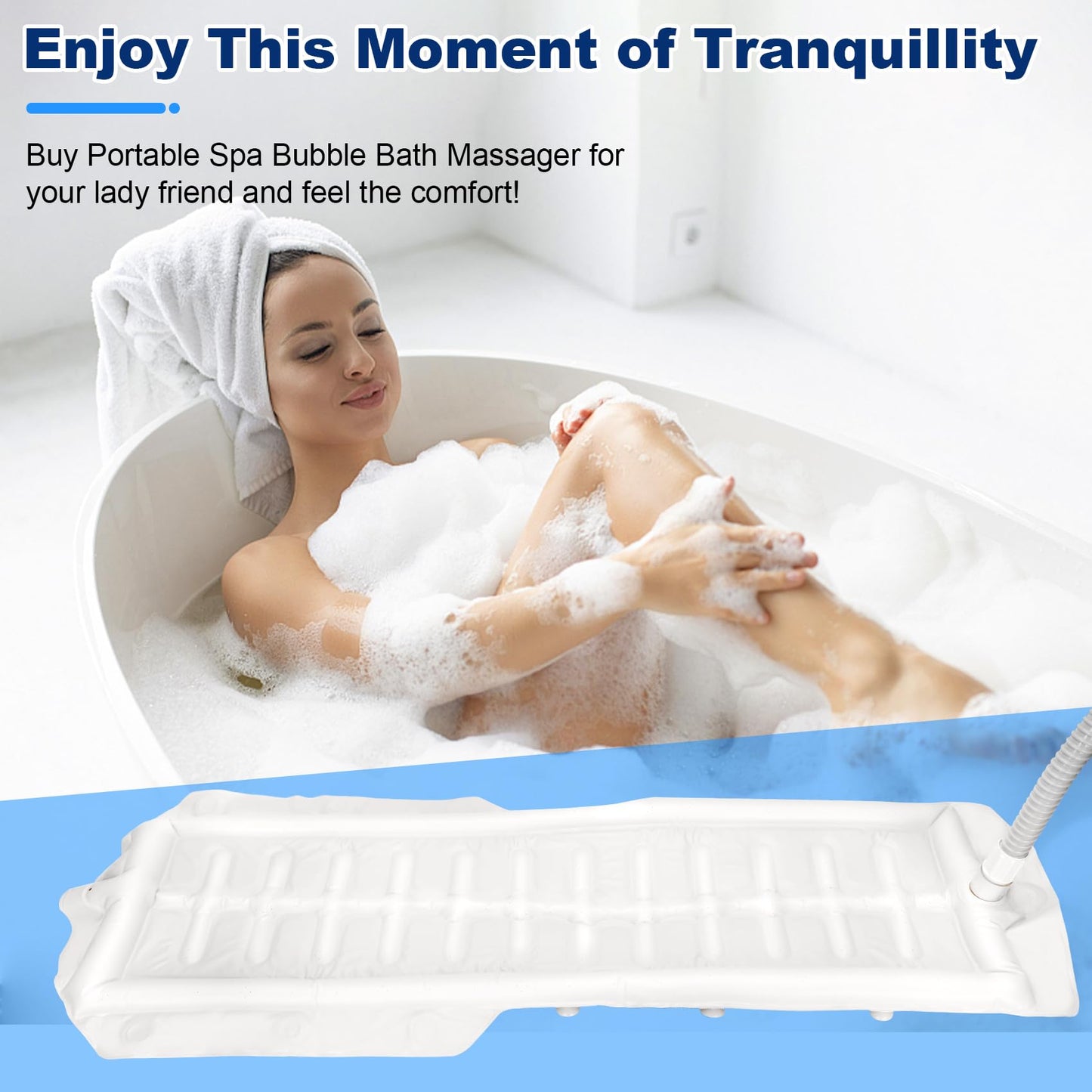 Bubble Bath Mat,Bubble Bath Massager for Smooth Bathtub – 3-Speed Adjustable Tub Spa Massager with Non-Slip Suction Cups and Remote Control – Ideal for Stress, Sore Muscles & Total Relaxation