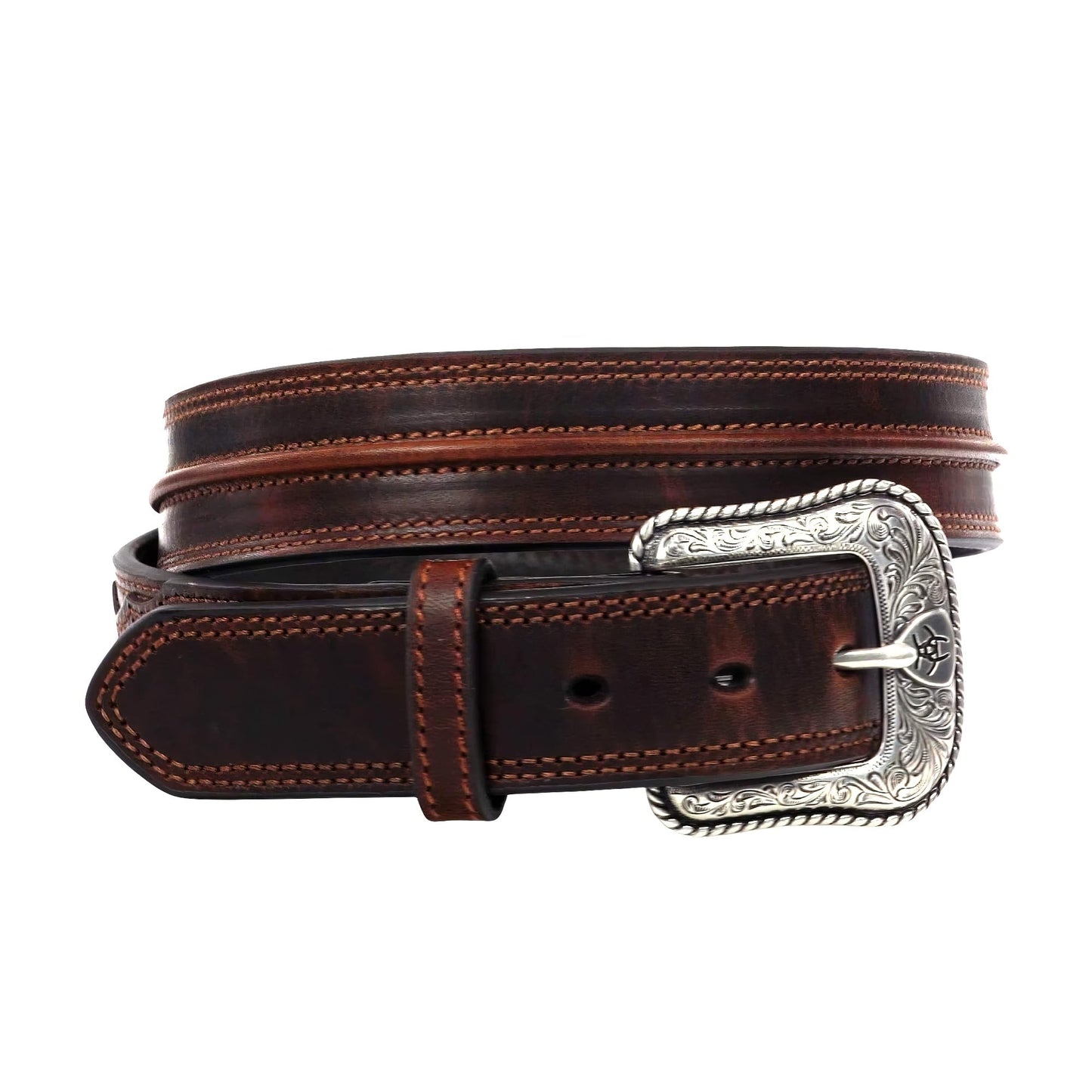 ARIAT Men's Leather Raised Center-Ridge Belt, Distressed Brown, 30