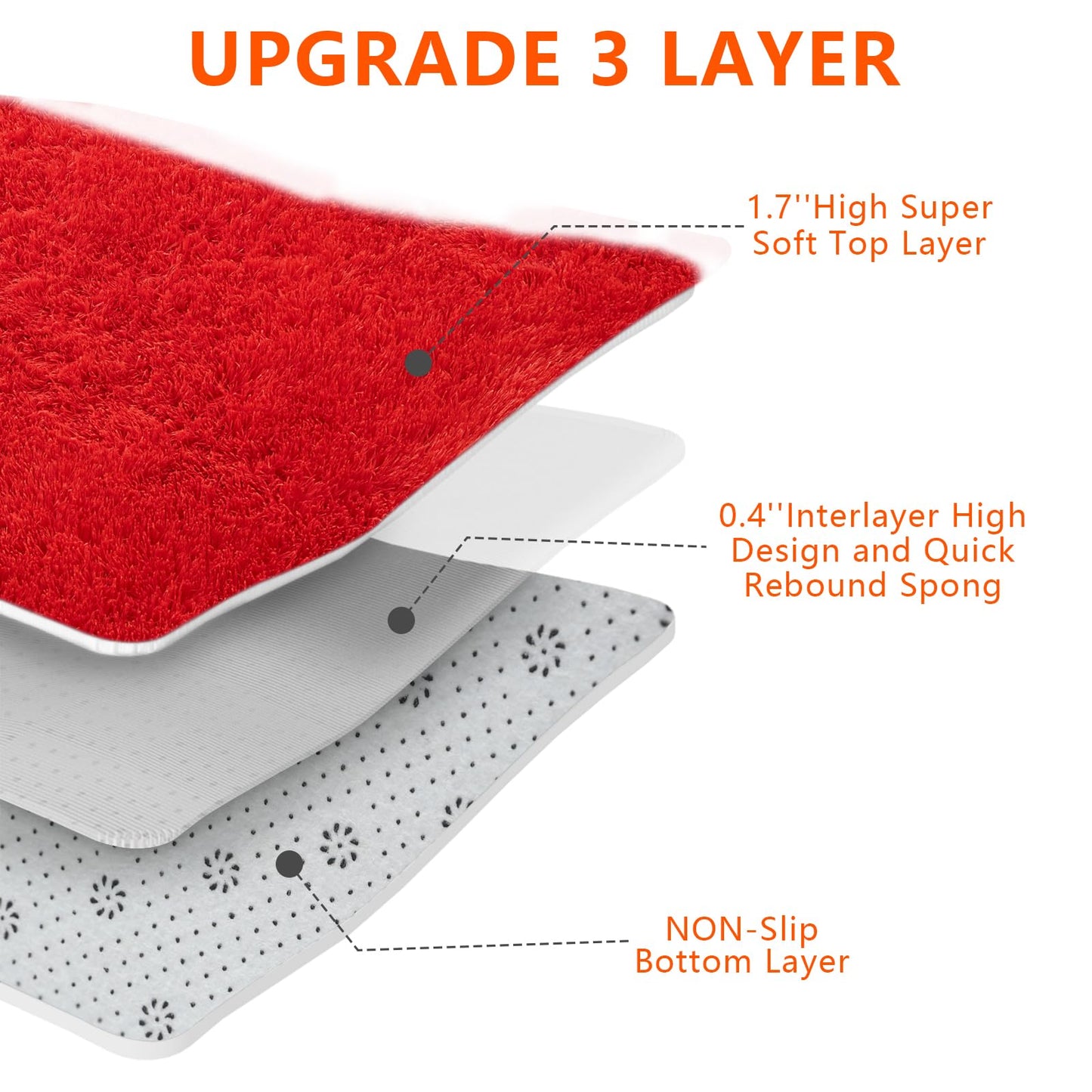 Red Shag Area Rugs for Bedroom Living Room,Ultra Soft Fluffy Christmas Area Rugs 8x10 for Dorm,Indoor Carpet Plush Rugs for Living Room Home Decor (Red, 8x10 Feet)
