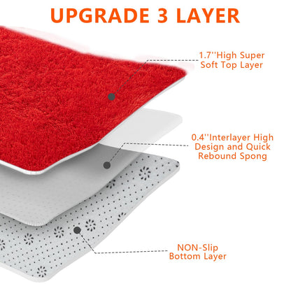 Red Shag Area Rugs for Bedroom Living Room,Ultra Soft Fluffy Christmas Area Rugs 8x10 for Dorm,Indoor Carpet Plush Rugs for Living Room Home Decor (Red, 8x10 Feet)