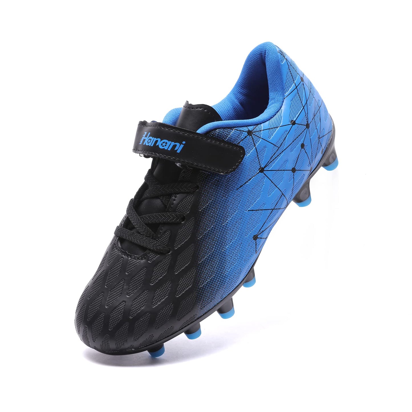 Hanani Boys Girls Turf Soccer Shoes Kids Baseball Cleats Athletic Outdoor Indoor Sports Shoe Youth School Performance Futsal Sneaker Black Blue