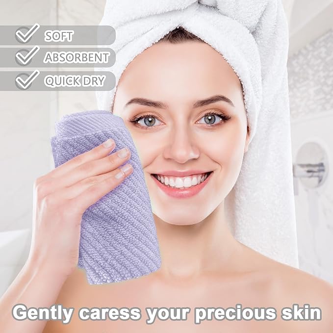 Washcloths for Showering, Thick Cotton Washcloths for Face, Lavender Face Towel