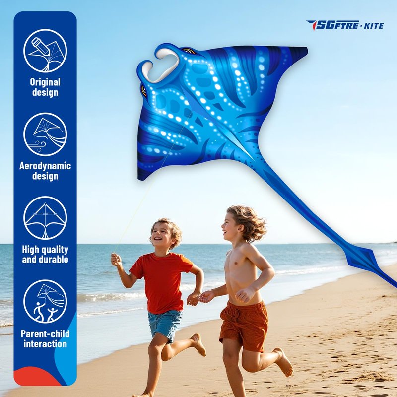 SGftre 3 Piece Set Butterfly Delta Octopus Kites for Kids and Adults，Easy to Fly for Outdoor Adults Children Line Kite for Kids Toy (Flag(Butterfly+Shark+Eagle+Airplane), 4)