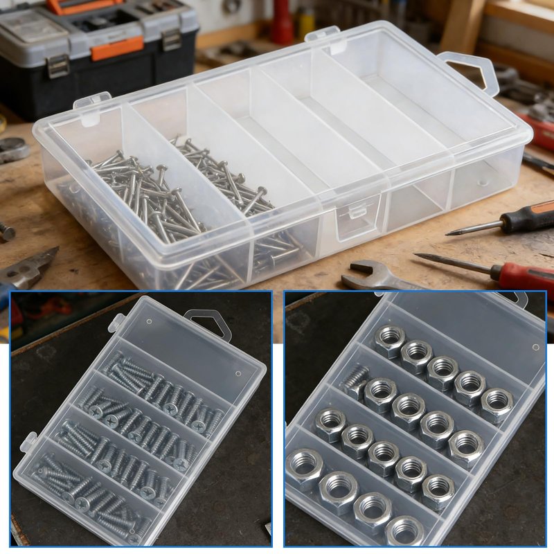 3 Pack 5-Grid Clear Plastic Fishing Tackle Accessory Box Fishing Tackle Storage Fishing Lure Bait Hooks Storage Box, 7x4.3x1.2inch