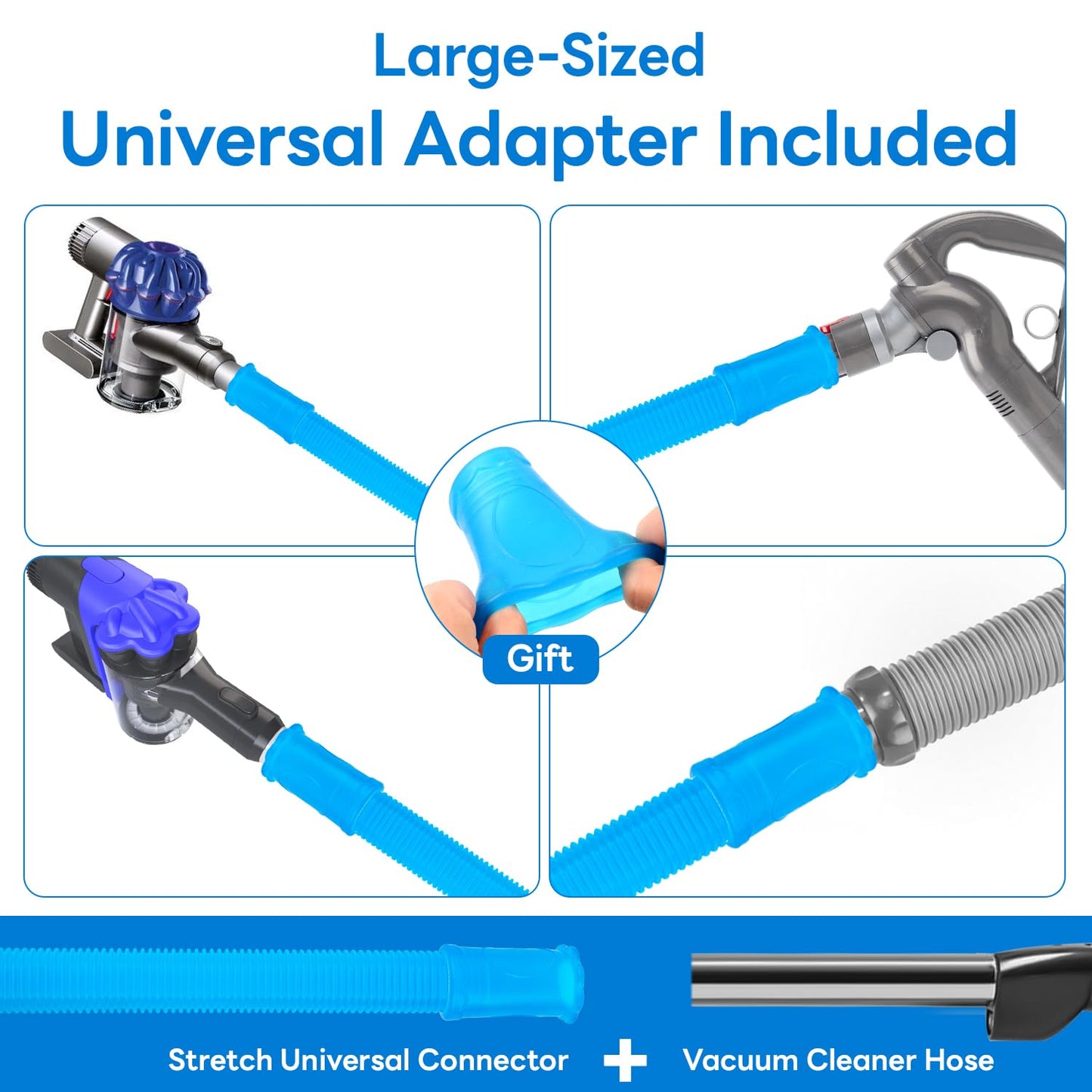 EEVAROSEN Universal Dryer Vent Cleaner Kit, Flexible Dryer Vacuum Hose Attachment and Lint Brush (Blue)