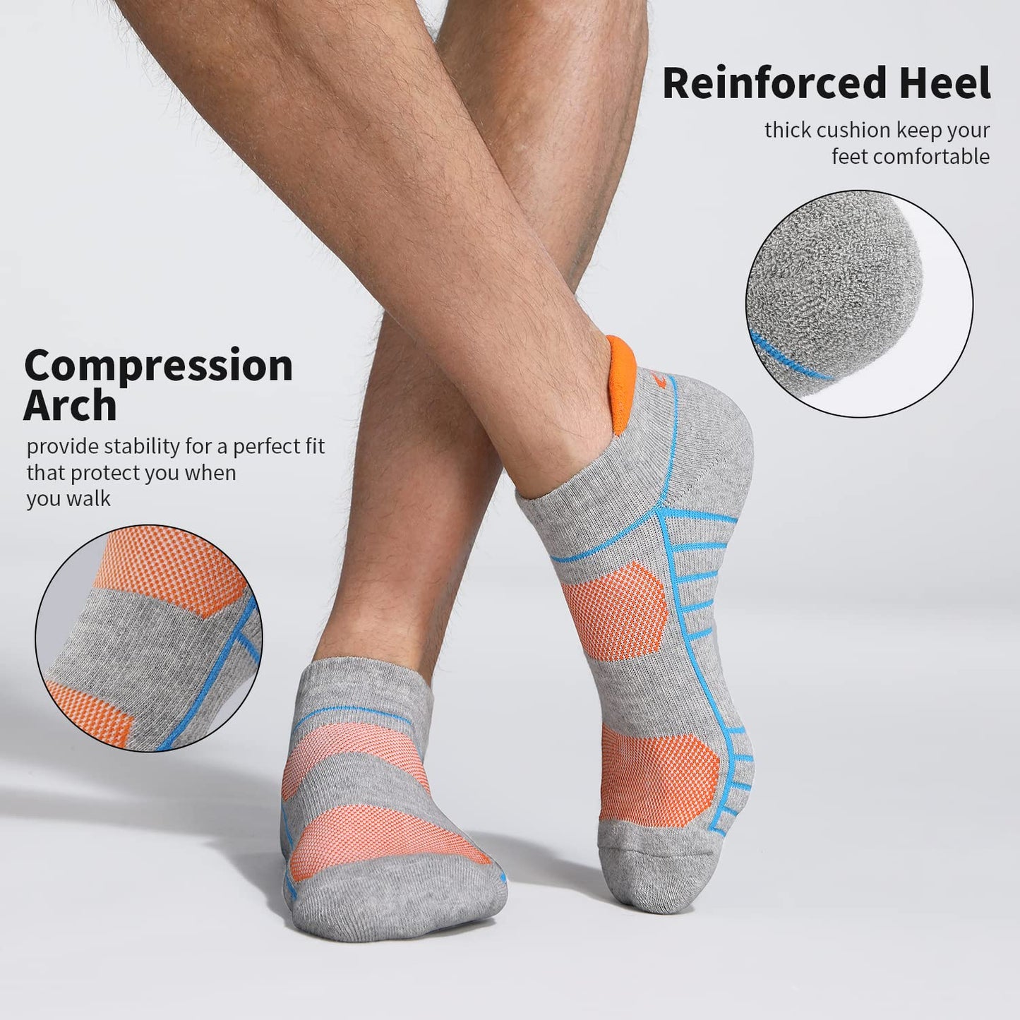 Lapulas Ankle Socks Low Cut Cushioned Running Tab Sports Socks for Men and Women 6Pairs Small