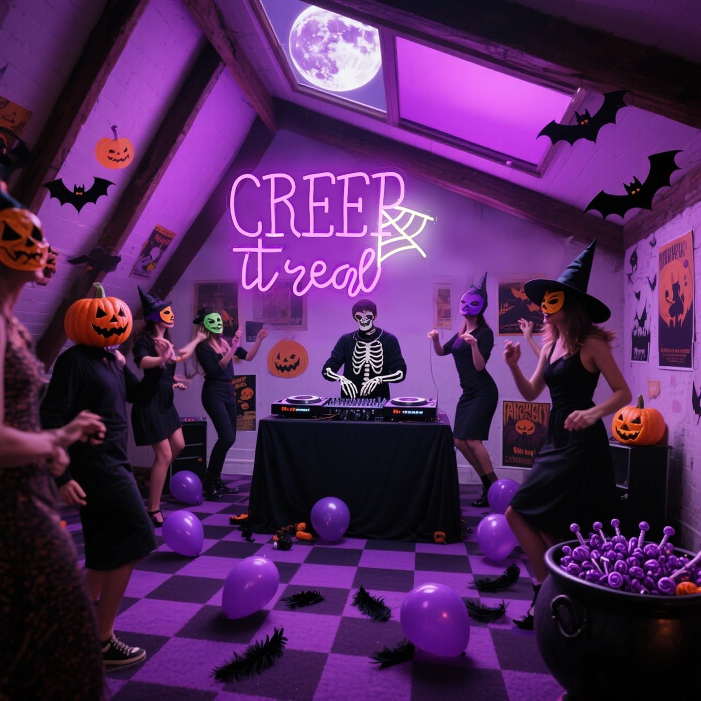 Creep It Real Neon Sign,Halloween Decor
