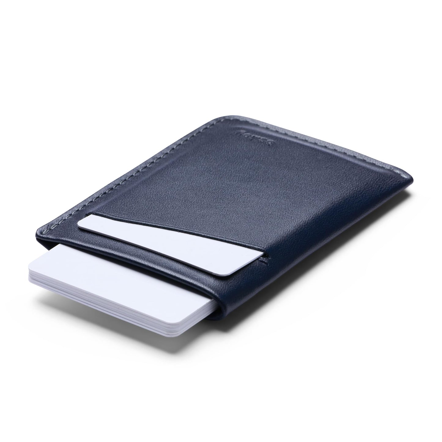Bellroy Card Sleeve (Premium Leather Card Holder or Minimalist Wallet, Holds 2-8 Cards or Business Cards, Folded Note Storage) - Navy