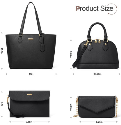4PCS Women Fashion Handbags Purses Wallet Shoulder Bags Casual Tote Bag Crossbody Bags, Handbag Set Gift for Ladies Girls, Satchel Purse Set for Women
