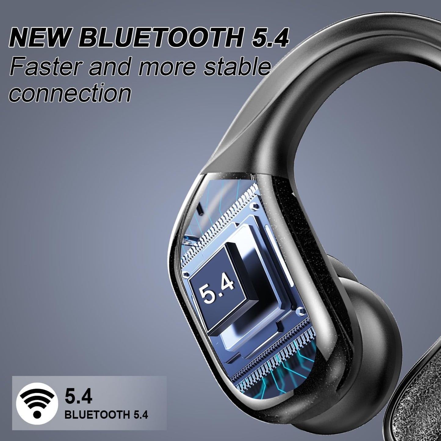 Wireless Earbuds, Sport Bluetooth 5.4 Headphones 2026 New Bluetooth Earbuds with 75Hrs Stereo, 4 ENC Mic, Noise Canceling Over-Ear Buds with Earhooks, IP7 Waterproof Earphones for Workout/Running/Gym