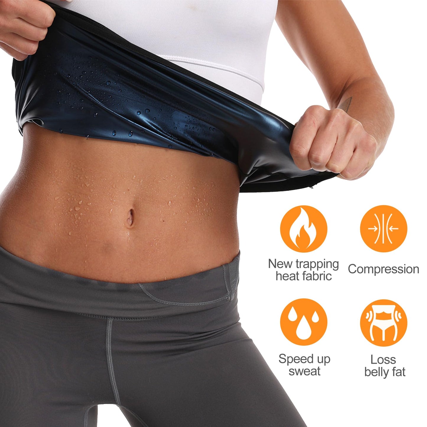 ZukoCert Sauna Belt for Women Weight Loss, Lower Belly Fat Sauna Waist Trainer, Stomach Sweat Band, Slimming Suit, Workout Sweat Shaper for Women(S/M) Blue