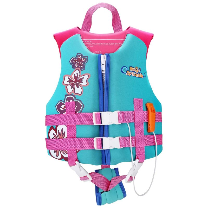 HeySplash Toddler Swim Vest, Kids Swimming Jacket Toddler Floaties with Adjustable Strap, Float Jacket for Puddle Pool Jumper, Beach, Boating, Learn to Swim Aid Fits 6-9Years/50-80Lbs, Lake Blue