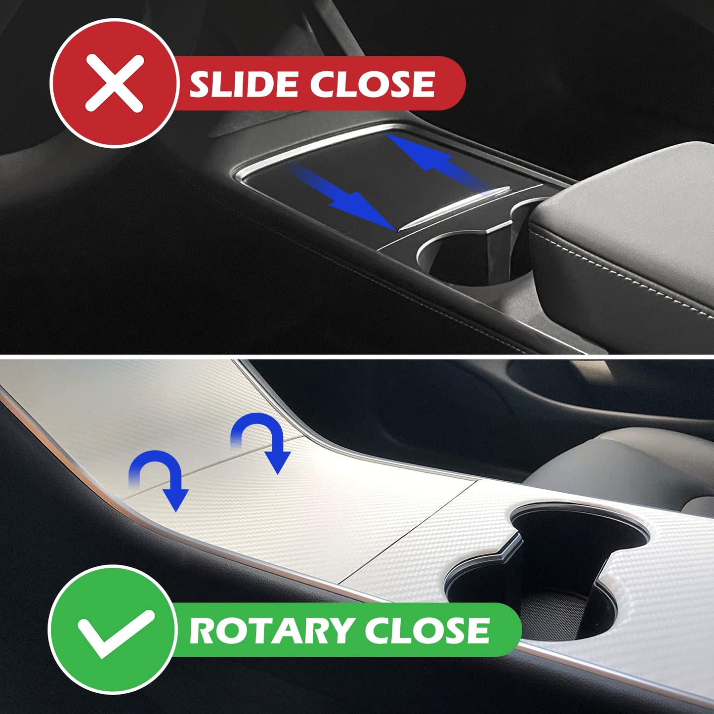 JOJOMARK Compatible with Tesla Model 3/Y Accessories Center Console Organizer Tray Fits for Tesla Model 3 2017 2018 2019 2020 /Model Y 2020 （The cover closed Rotary version）