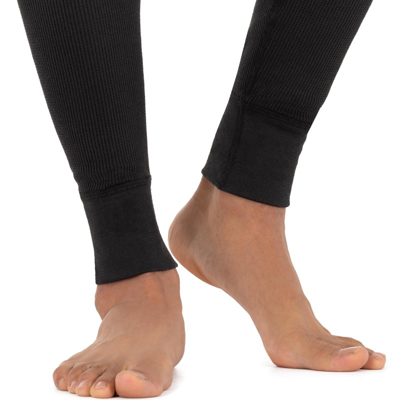 Fruit of The Loom Men's 2-Pack Recycled Waffle Thermal Underwear Bottom, Black/Greystone Heather, X-Large