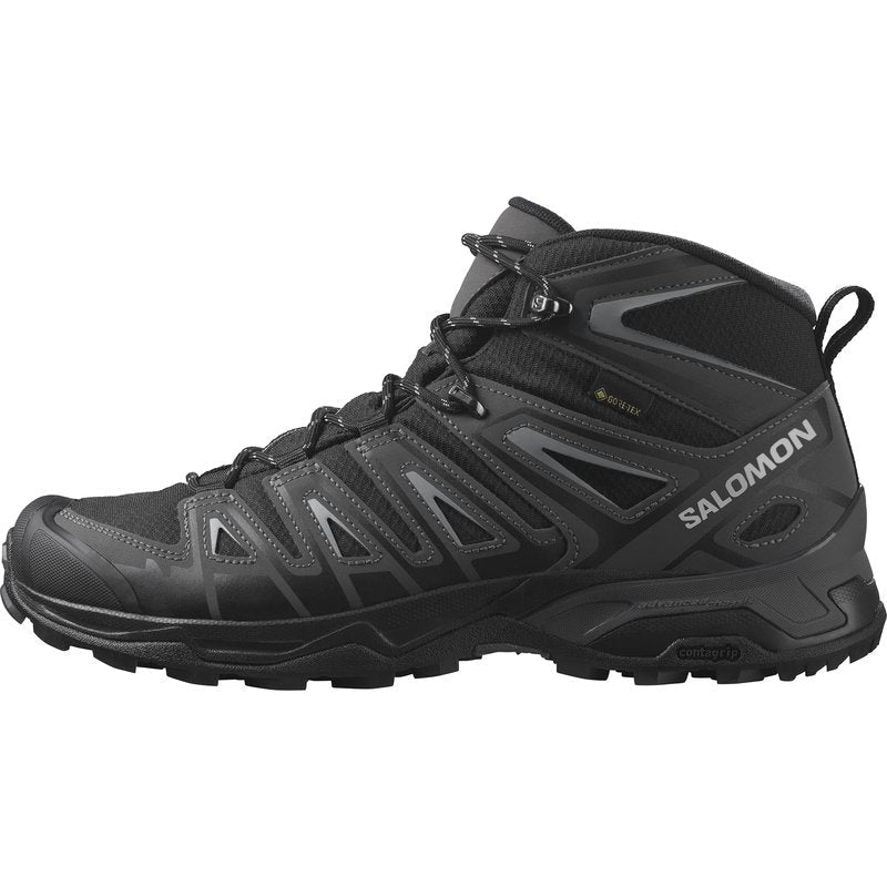 SALOMON X Ultra Pioneer Mid Gore-Tex Women's Outdoor Shoes, Waterproof, Secure foothold, and Stable & cushioned, Black Magnet Monument, 10.5 US
